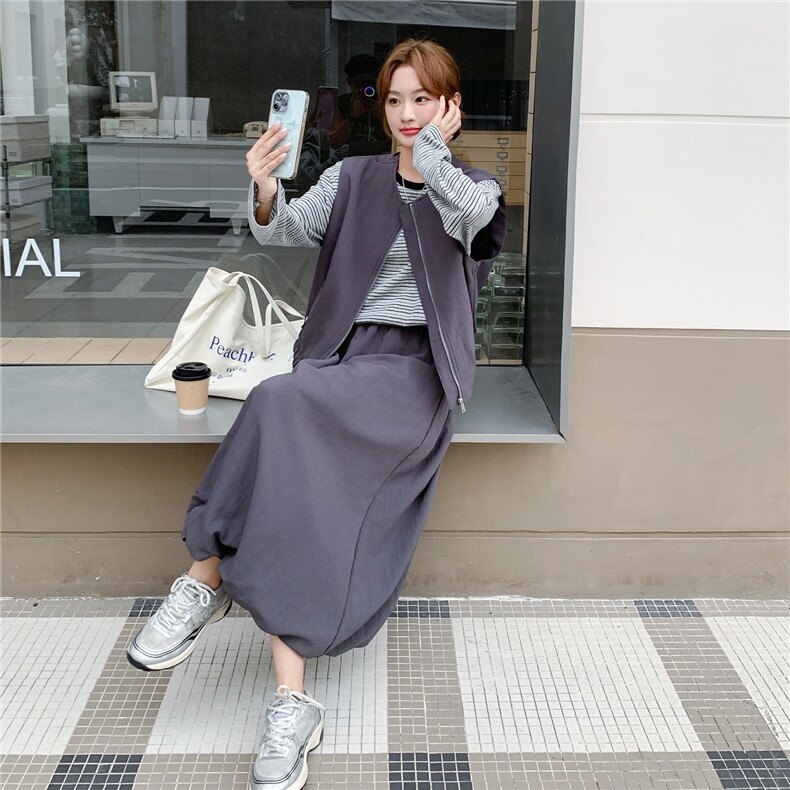 大货马甲+条纹T+半裙三件套2C206-L597-P185-K268,女装套装/套裙,2C206
