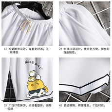 LQ64090-P19篮球夜跑运动短裤男大码宽松冰丝五分裤大裤衩网格，男装休闲裤，电商A040A