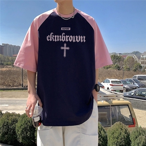 1港风插肩袖设计T恤大码M-5XL美式潮短袖T恤男DT8795P28控49图片