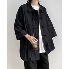 新中式唐装衬衫男士短袖韩版潮流帅气2024夏季ins外套CY924-P42，男装衬衫，星座412-2