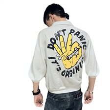 CS26P48黑色2021夏装精神小伙印花七分袖男装修身衬衫，男装衬衫，星座102A（原电商D309-1）