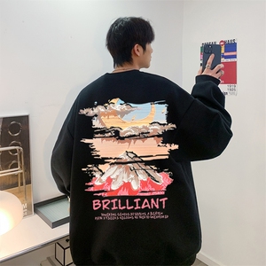 抖音宽松春季新款INS潮流印花宽松休闲圆领卫衣JK23348特批24控39图片