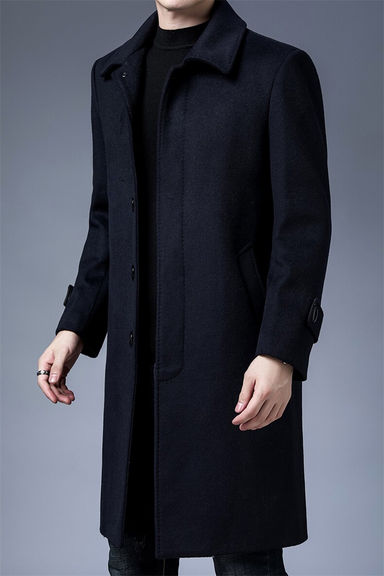 翻领大衣长款男外套中年羊毛男大衣毛呢外套男爸爸装MY1588-P180，男装毛呢大衣，电商B212（原钱塘6029）