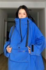 冬季连帽套头中性滑雪服宽松加绒加厚防水防风情侣款外套M25-P175，男装棉衣，电商A001-1