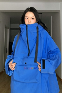 冬季连帽套头中性滑雪服宽松加绒加厚防水防风情侣款外套M25-P175图片