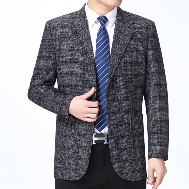 休闲西装单排扣2023春秋季新款便西男西服纯色高档中年商务男装,男装西服,电商B212（原钱塘6029）