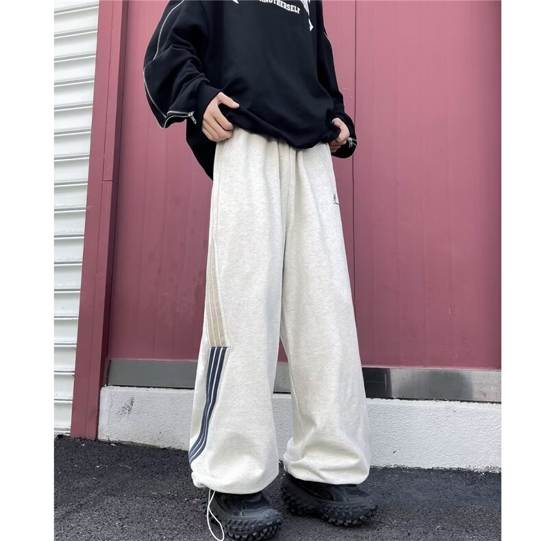 美式三条杠运动休闲裤男女秋季潮牌hiphop阔腿裤重磅高街宽松卫裤,男装休闲裤,星座813-2