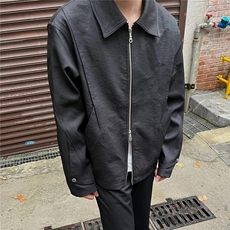 港风春款男行政夹克衫拼接按扣宽松外套JK6803P70，男装夹克，星座1013-1