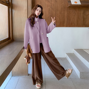 富家千金感双面呢羊毛外套马甲套装女入冬2025新款气质减龄两件套图片