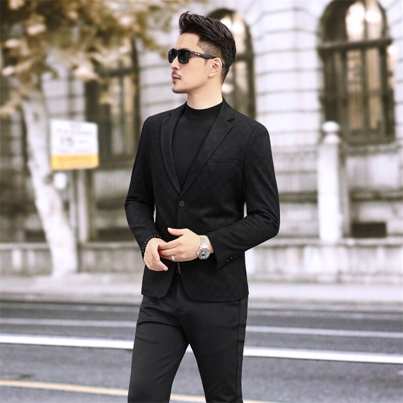 秋季新款男装西服弹力印花潮流便西休闲西装2308P180,男装西服套装,电商D225-1