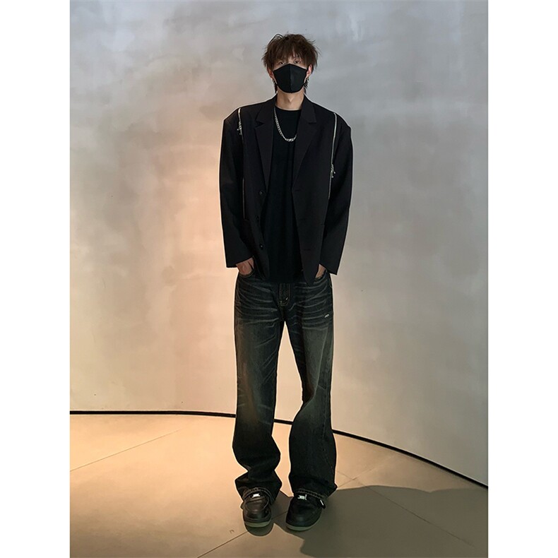 秋季潮流百搭款外套美式小西服夹克宽松休闲上衣HY612TP75,男装夹克,电商A102B