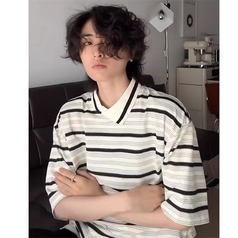 PL01-P45控68网图美式复古潮牌撞色条纹polo衫男短袖t恤,男装T恤,星座403（原603-1）