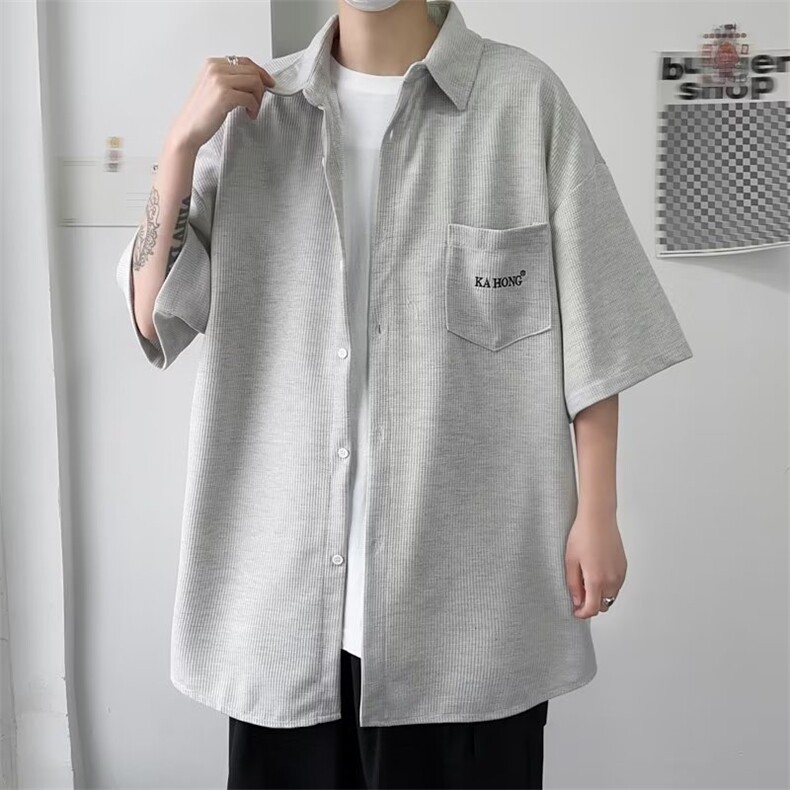 纯色日系百搭衬衫新款标准潮流原宿ins青春流行310B-12230-P30,男装衬衫,星座310B-1