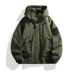 情侣冲锋衣防水男士秋季工装夹克潮流外套连帽A266-JK8014-P45图片