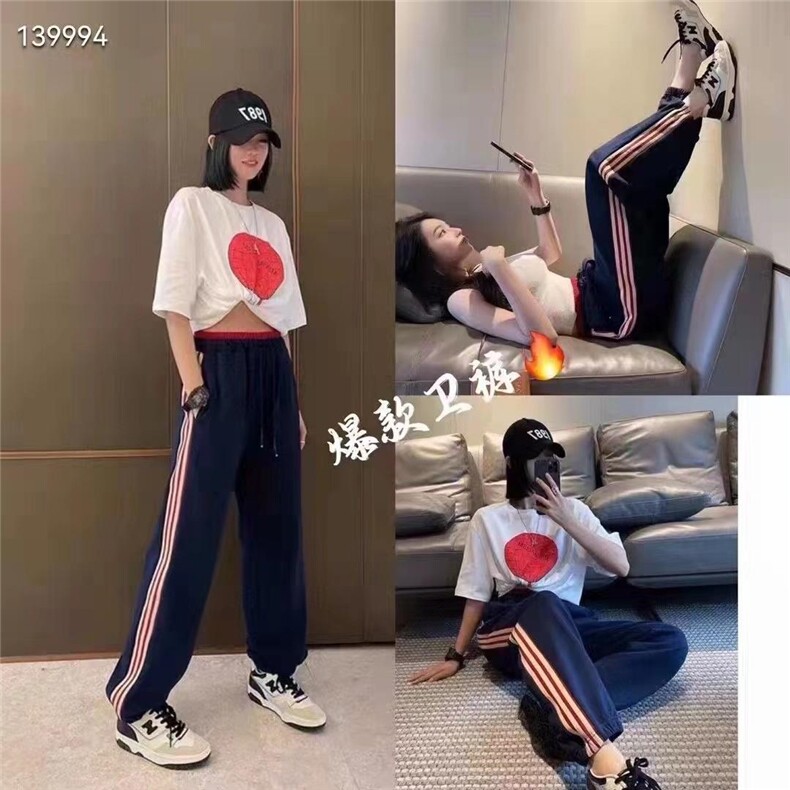 条子卫裤，女装休闲裤，女人阁