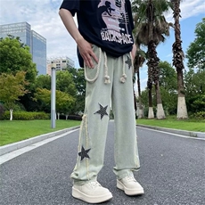 春夏原版工艺高品质牛仔裤长裤抽绳腰带五角星刺绣K692p48，男装牛仔裤，星座1013