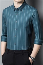 2023春秋男士高档无痕免烫长袖翻领衬衫男时尚商务衬衣HM8218-P85，男装衬衫，星座1105-3