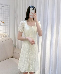 DINO BIENS【现货】 夏季新款  韩系方领格子连衣裙图片