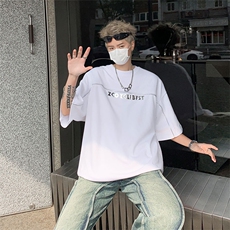 高级设计感痞帅金属拉链短袖T恤，XZ1005-1-TTH008-批价4059，男装T恤，星座1005-1