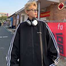 美式三条杠撞色立领夹克男士2025春秋青少年潮牌高街百搭痞帅外套，男装夹克，星座1210-1