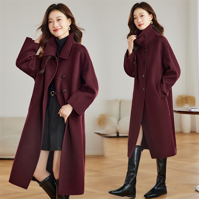 2025冬季羊绒双面呢毛呢外套女秋冬新款气质绵羊毛大衣，女装双面呢大衣，臻衣坊