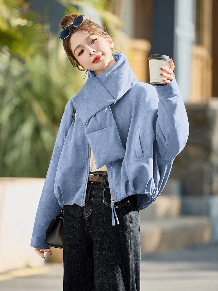 水衣源863款带围脖休闲夹克式羽绒服女,女装羽绒服,水衣源