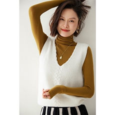 时尚优雅女士羊绒V领马甲显瘦百搭针织背心外套，女装马甲，迎冬羊绒