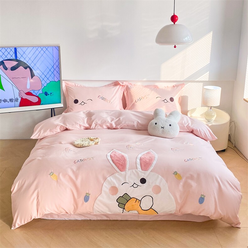 新款全棉精梳棉卡通刺绣四件套，床品套件，一起卖家纺