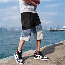 夏季拼色七分裤男士加肥大码休闲胖子短裤宽松C305A，男装休闲裤，电商C305A