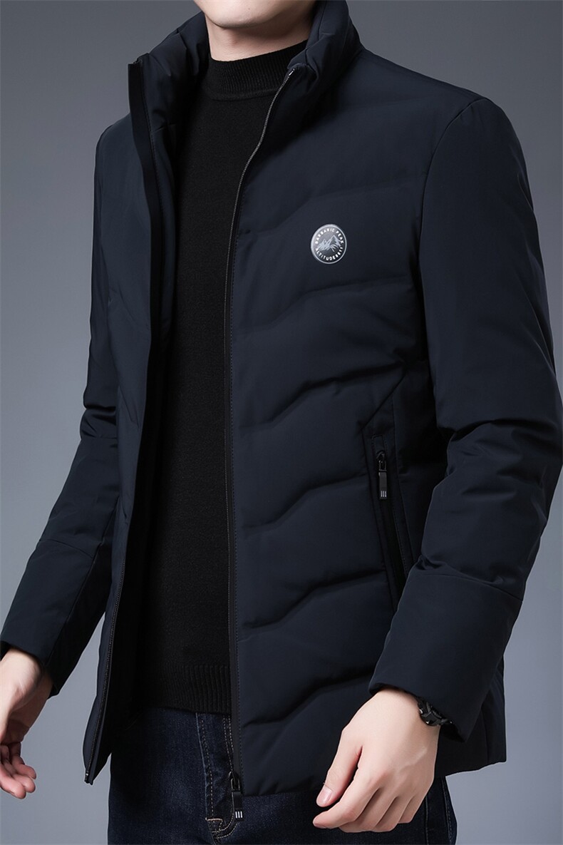 冬季新款羽绒服中年男士立领常规厚款90%羽绒外套KCN20822-5-P235,男装羽绒服,电商B212（原钱塘6029）