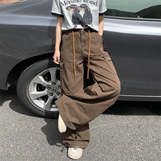 美式复古做旧高街工装裤潮牌男女新款多口袋宽松阔腿裤YD9002-P75，男装牛仔裤，星座509