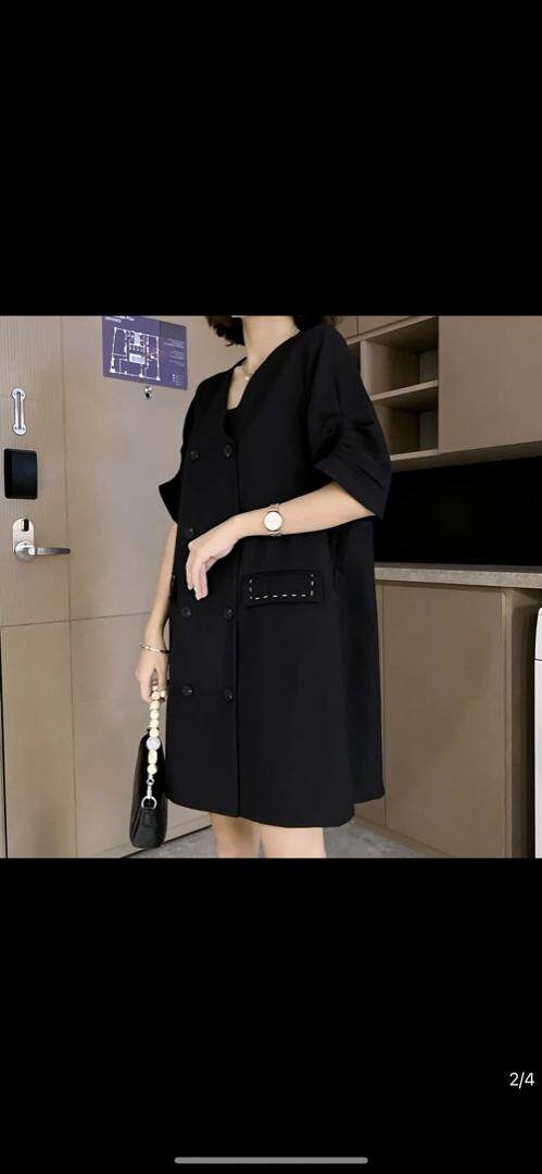 双排扣连衣裙，女装连衣裙，兰雨曦