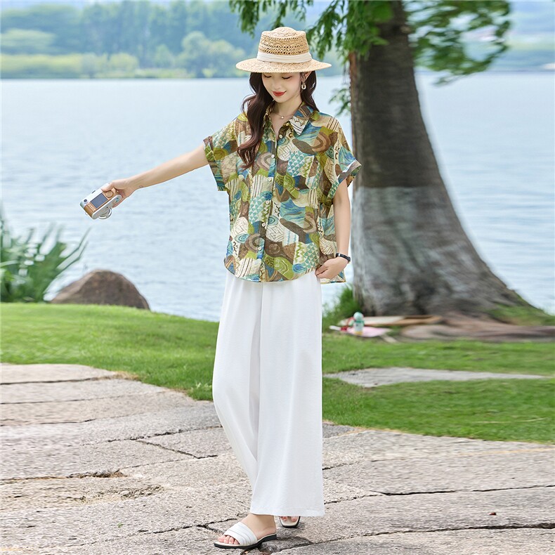 现货！2026年夏季时尚简约大方气质优雅宽松休闲两件套裤套装女,女装套装/套裙,衣之秀