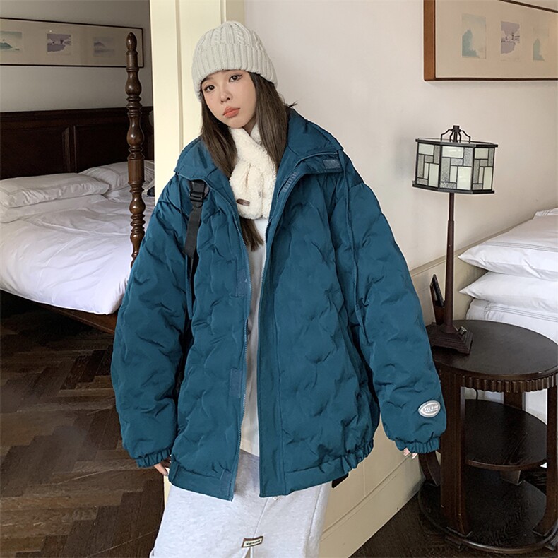 1情侣定制面料港风半高领棉服大码M-5XL棉服外套男8707P125控168，男装棉衣，星座226-2