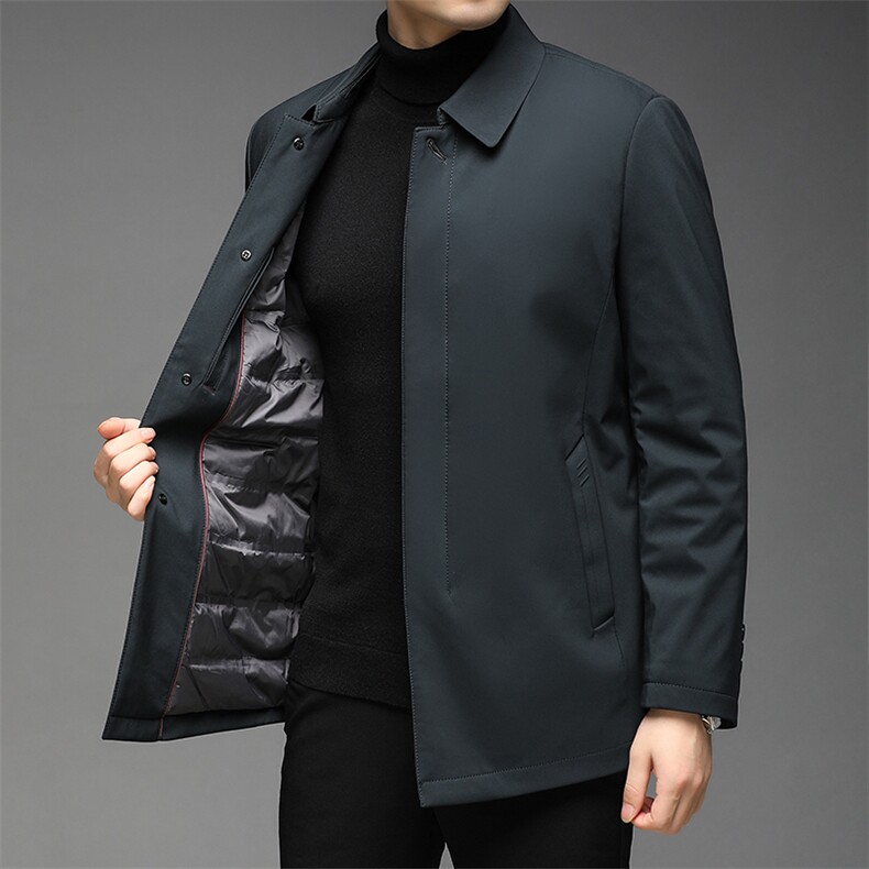 中年男士商务休闲羽绒服爸爸装冬季新款加厚保暖男装白鸭绒外套,男装羽绒服,电商B212（原钱塘6029）