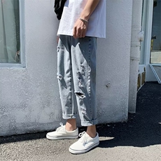 男款春夏破洞时尚修身牛仔裤K242p40，男装牛仔裤，星座1013