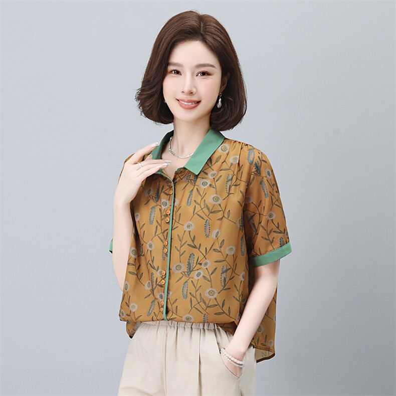 夏季冰丝棉麻女夏装2024新款妈妈洋气时尚休闲亚麻,女装蕾丝衫/雪纺衫,依恋蒂丝