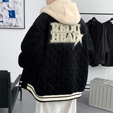 冬款港风加棉加厚运动棉服假两件连帽外套男士8135-P140控价178，男装棉衣，电商A441-1