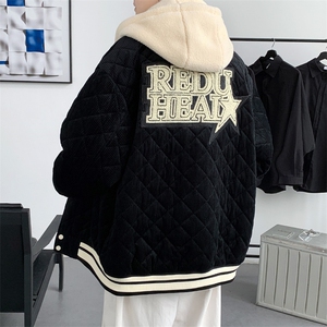 冬款港风加棉加厚运动棉服假两件连帽外套男士8135-P140 控价178图片