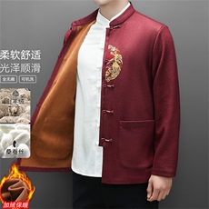 常货冬款中老年山羊绒含加绒唐装外套男中年风唐装，男装民族服装，钱塘723