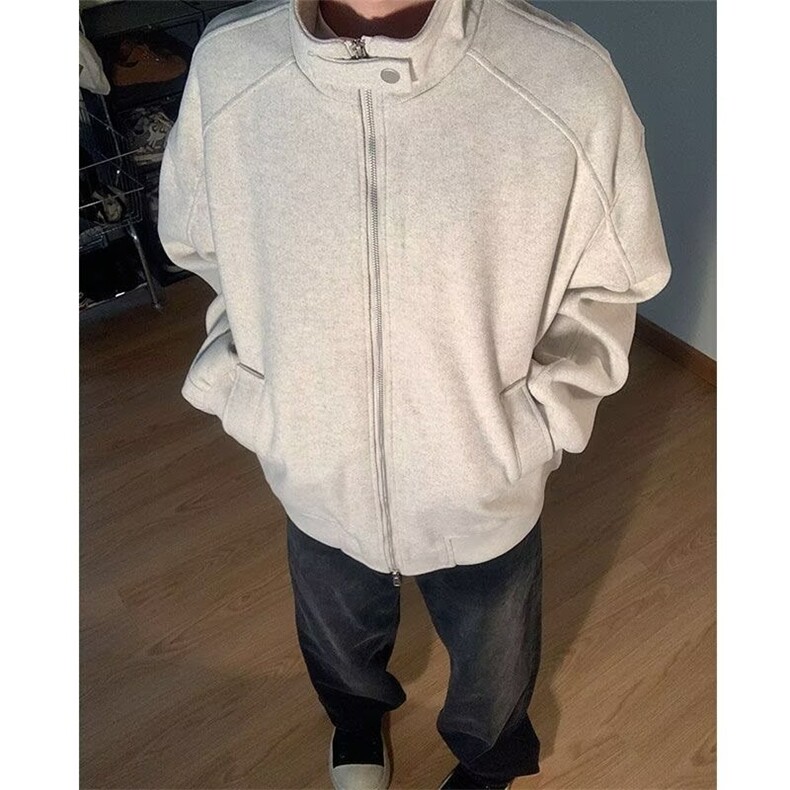 潮牌立领运动美式街头卫衣男女复古情侣夹克外套设计感JK721-P75图片