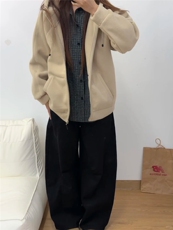 摇粒绒连帽拉链卫衣外套1302-GS02-P55成分100聚酯纤维，女装短外套，星座1302