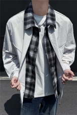 秋冬夹克男假两件工装外套青少年格子拼色上衣GS9073，男装夹克，星座1206（原A206）