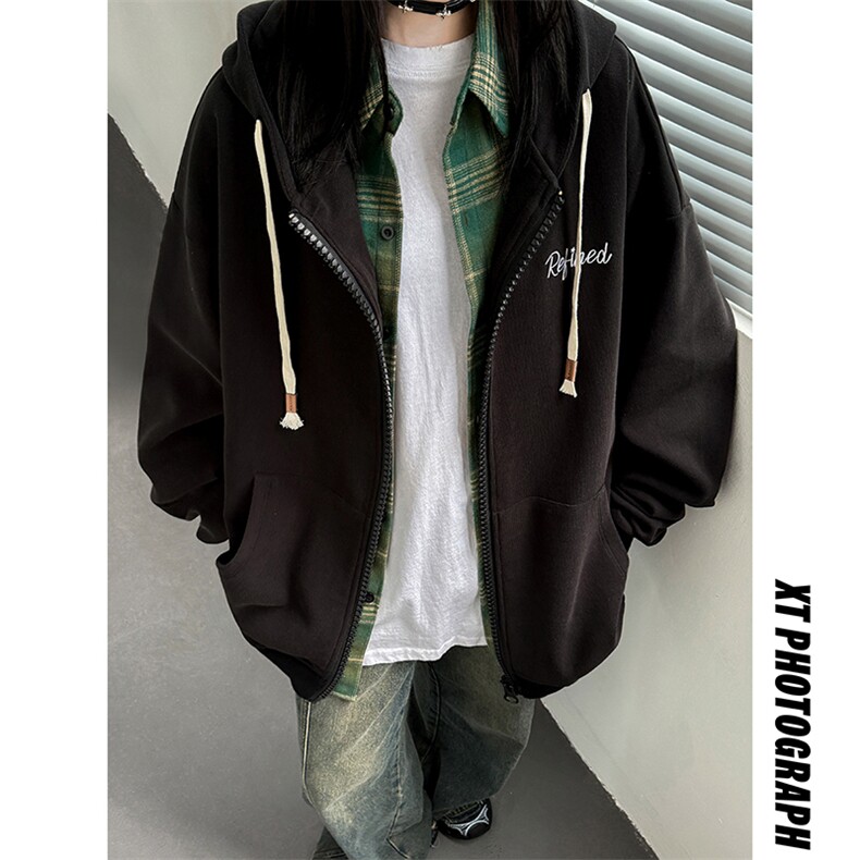 主推大拉链秋季连帽开衫卫衣外套男女字母绣花情侣装秋装P78,男装卫衣,电商C306-1