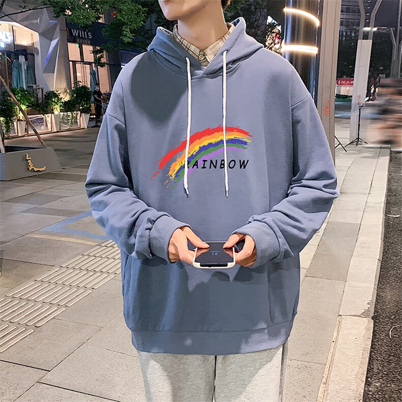 WY2064-P35加绒款-P40纯棉连帽卫衣男大码运动帽衫宽松薄外套男,男装卫衣,电商A040