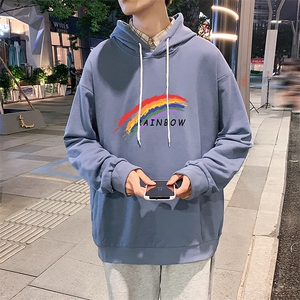 WY2064-P35 加绒款-P40 纯棉连帽卫衣男大码运动帽衫宽松薄外套男图片