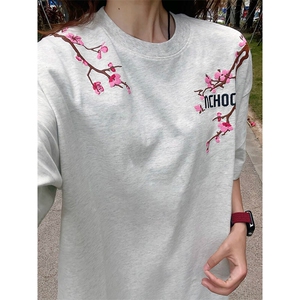 万针全刺绣工艺抖音得物高品质260克重磅纯棉双纱美式高街短袖T恤图片