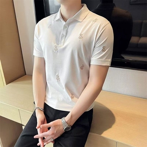 1506/QGP0100/P39新款夏季男士短袖T恤时尚修身休闲百搭刺绣高端图片