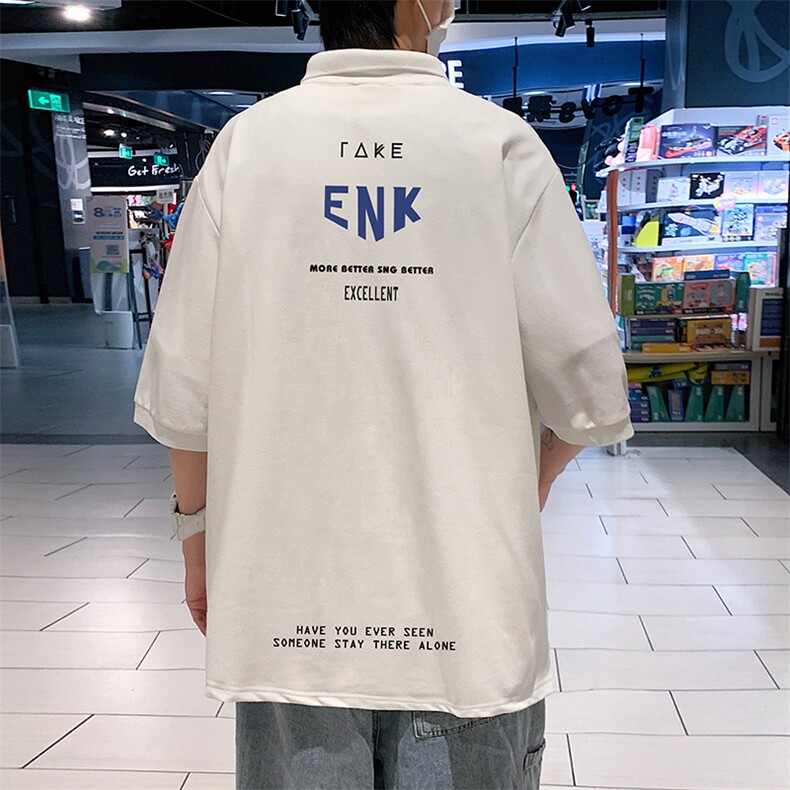 PL57120-P35 翻领短袖polo衫男大码胖子半袖t恤男有领保罗衫 模特图片