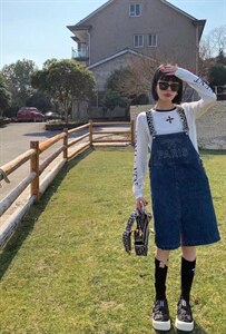 新款洋气欧韩风休闲背带裙,其它,L·H·X